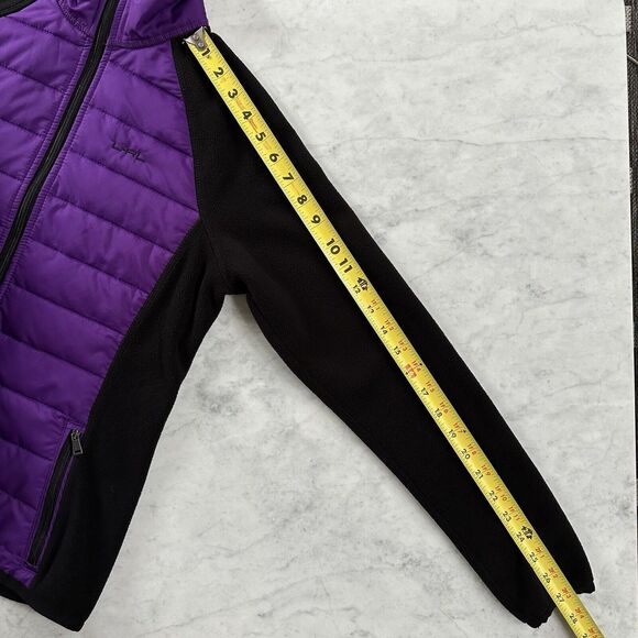 LRL Ralph Lauren Active Women Small Black Fleece Purple Quilted Full Zip Jacket - Picture 11 of 12